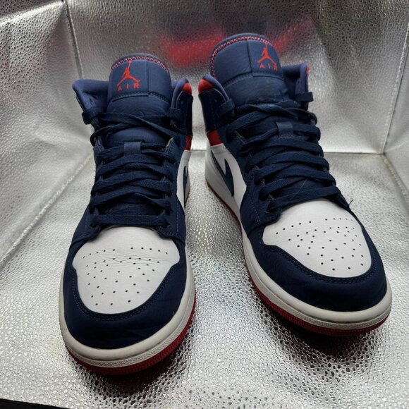 Size 10 Air Jordan 1 Mid‎ SE Hyper Royal White Olympic USA Sneakers 852542-104 main image 8